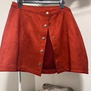 Rust orange velvet mini skirt